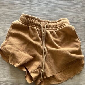 Women's Cozy Terry Drawstring Shorts - Tan